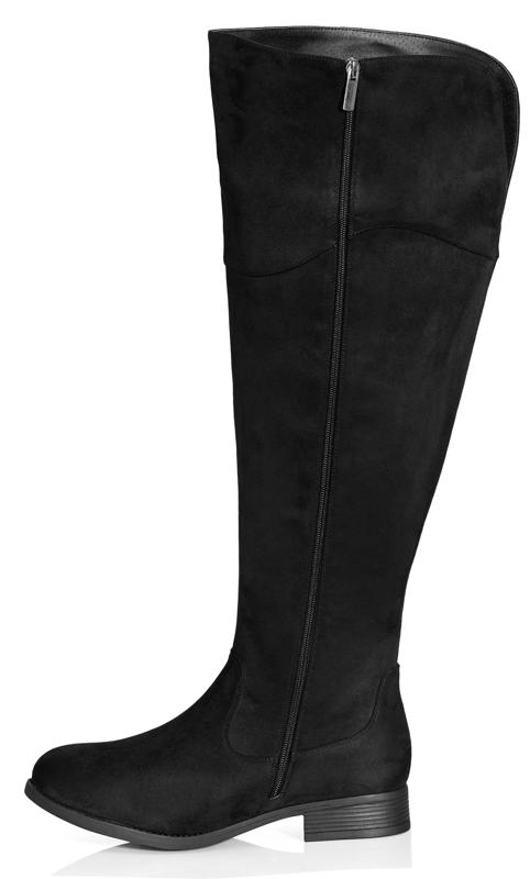 Evans EXTRA WIDE Black Embroided Knee High Boots 4