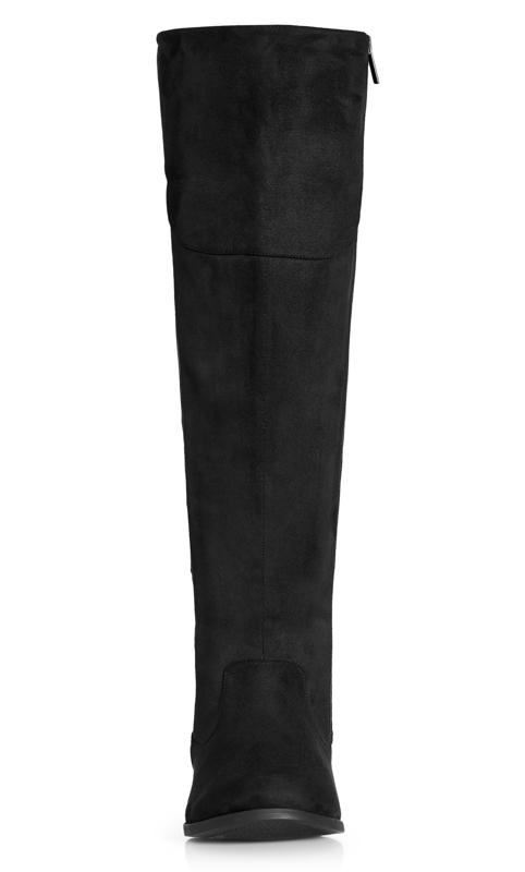 Evans EXTRA WIDE Black Embroided Knee High Boots 5