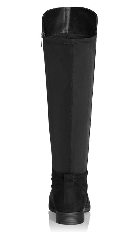 Evans WIDE FIT Black Strapping & Hoop Knee High Boots 3