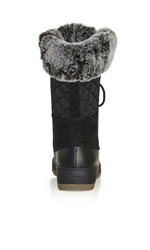 Evans Black Faux Suede Quilted Snow Boots 3