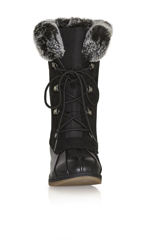 Evans Black Faux Suede Quilted Snow Boots 5