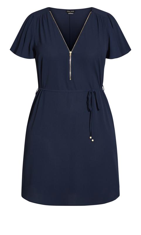 EVANS Plus Size Sweet Fling Navy Zip Dress | Evans 5