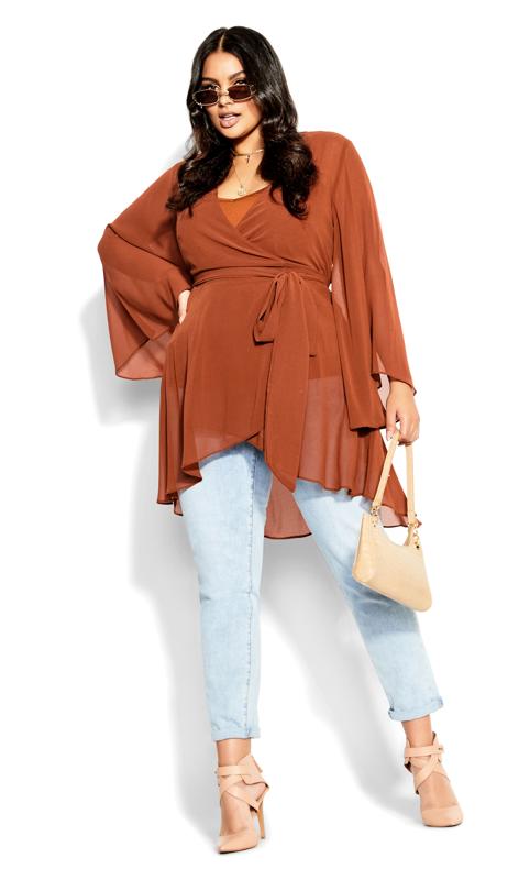 EVANS Plus Size Orange Fleetwood Tunic 3