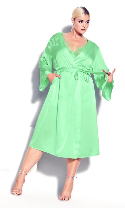 Plus Size  Fox & Royal Green Slinky Midi Robe