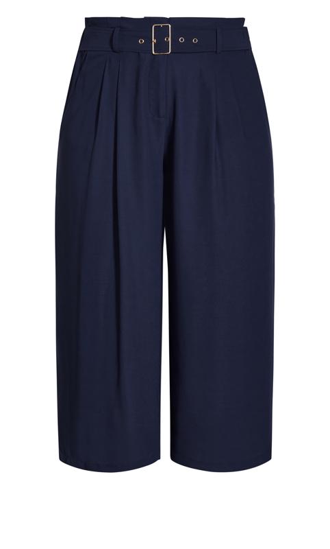 Evans Navy Blue Belted Wide Leg Trousers 2
