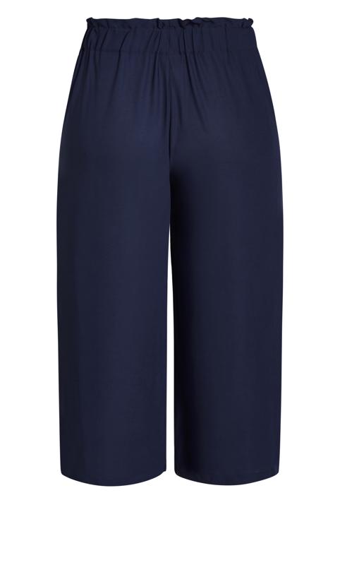 Evans Navy Blue Belted Wide Leg Trousers 3