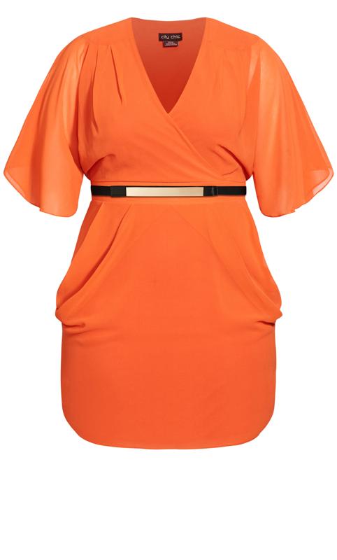 EVANS Plus Size Orange Wrap Amber Dress | Evans  3