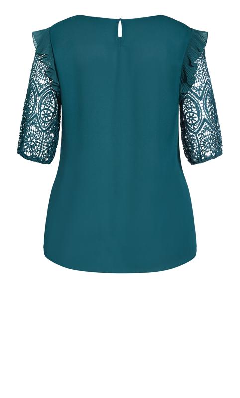 Evans Teal Green Lace Sleeve Top 5