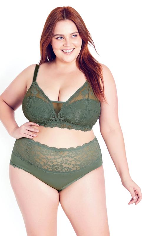  Hips & Curve Green Non-Wired Lace Bra