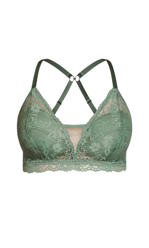 YOURS Curve Green Hi Shine Lace Non-Padded Non-Wired Full Cup Bra