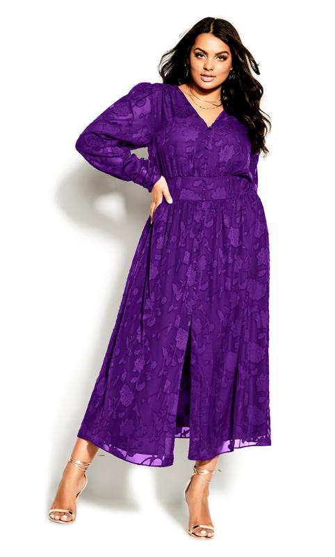 Plus Size  City Chic Purple Lace Midaxi Dress