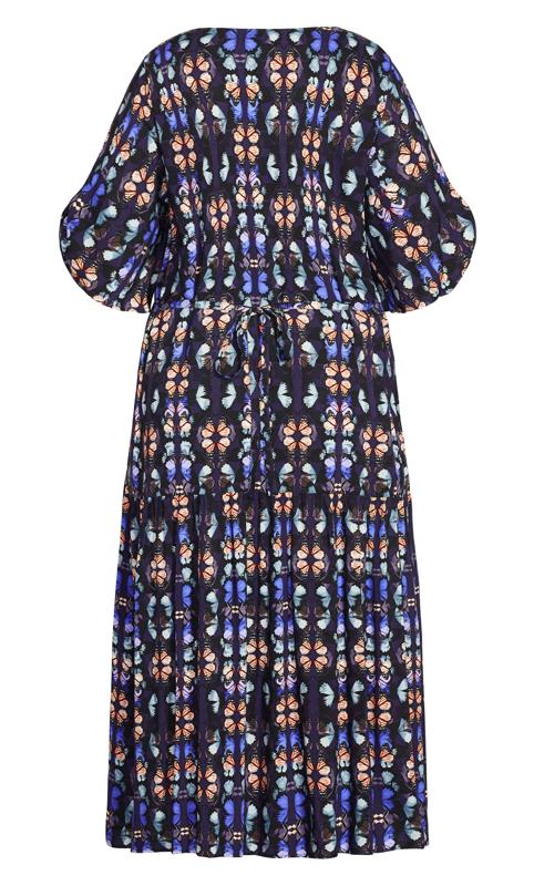 Evans Black & Blue Butterfly Print Midi Dress 5