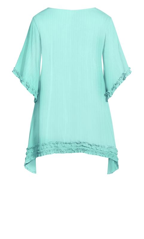 Evans Turquoise Blue Frill Sleeve Oversized Top 5