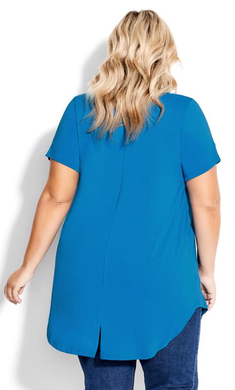 Evans Blue Pleated Front Dipped Hem Top 3