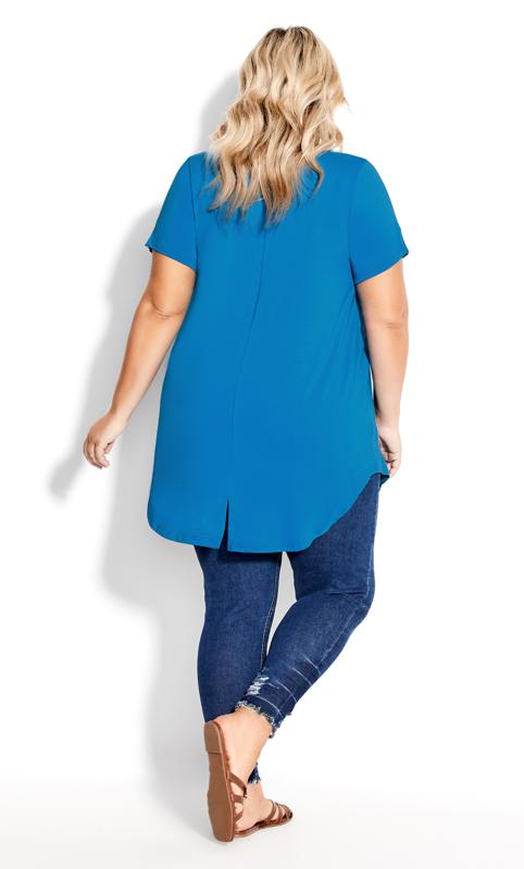 Evans Blue Pleated Front Dipped Hem Top 4