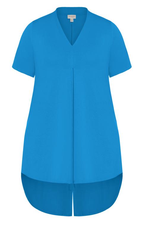 Evans Blue Pleated Front Dipped Hem Top 5