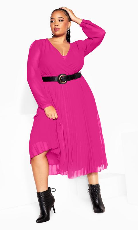 Evans Sangria Pink Chiffon Wrap Dress 2