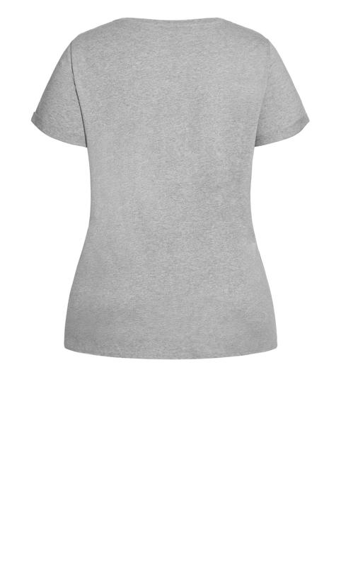 Evans Grey Marle Heart Glamour T-Shirt 7