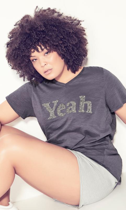Evans Black 'Yeah' Slogan T-Shirt 2