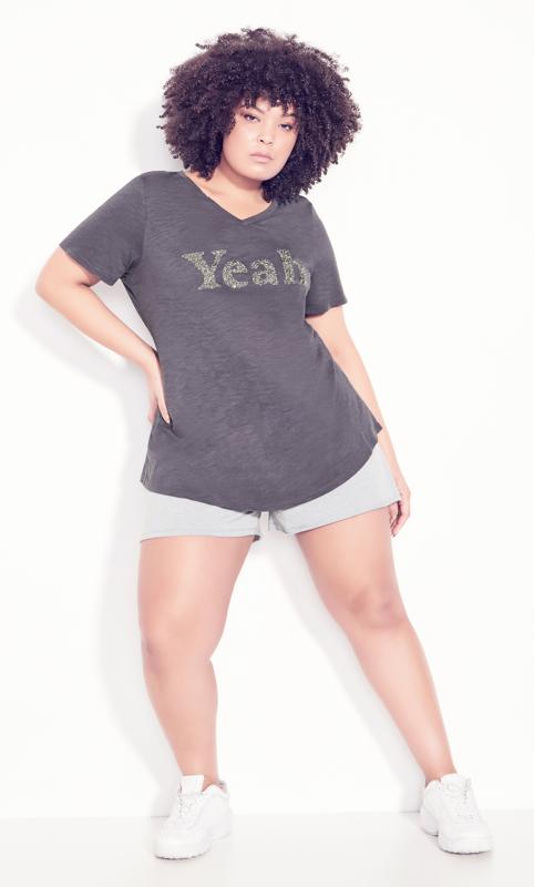 Evans Black 'Yeah' Slogan T-Shirt 4