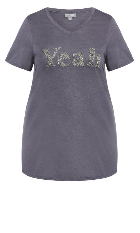 Evans Black 'Yeah' Slogan T-Shirt 7