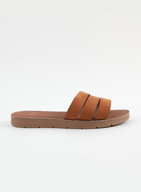 Evans Brown WIDE FIT Cut-out 3 Strap Sliders 1
