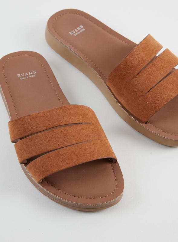 Evans Brown WIDE FIT Cut-out 3 Strap Sliders 3