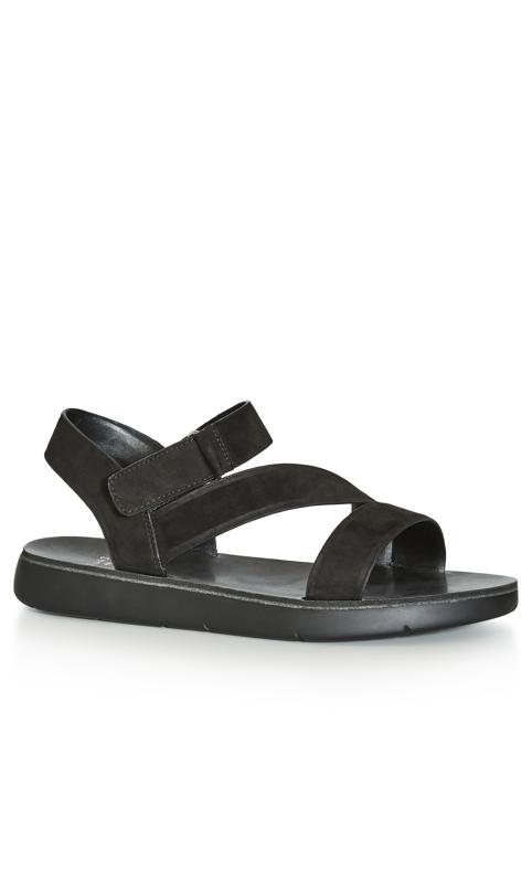 Plus Size Cross Strap Sporty Sandal Black 1