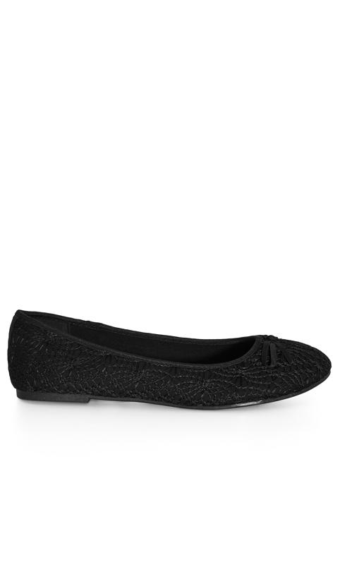 WIDE FIT Crochet Ballet Flat - black 8