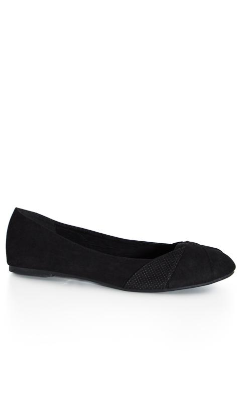 Evans Black WIDE FIT Ballerina Shoe 1