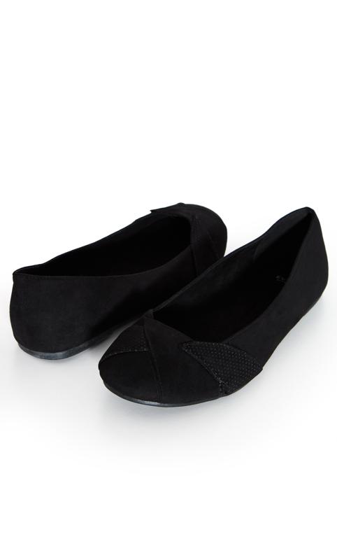 Evans Black WIDE FIT Ballerina Shoe 6