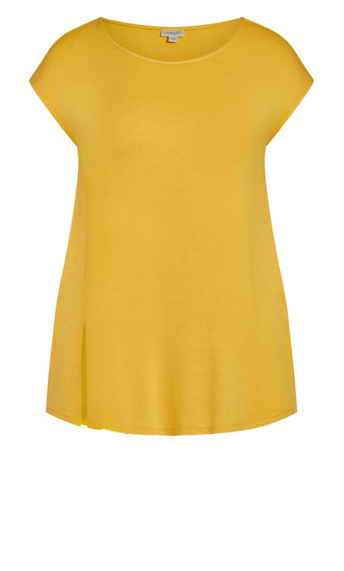 Evans Mustard Yellow Split Hem T-Shirt 2