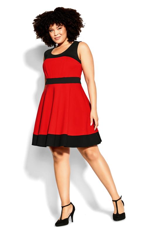 Evans Red & Black Skater Mini Dress 4