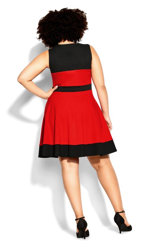 Evans Red & Black Skater Mini Dress 5