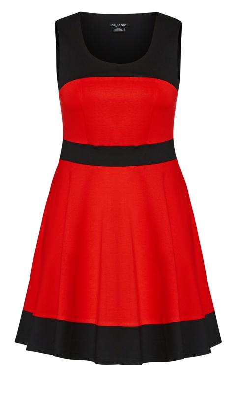 Evans Red & Black Skater Mini Dress 6