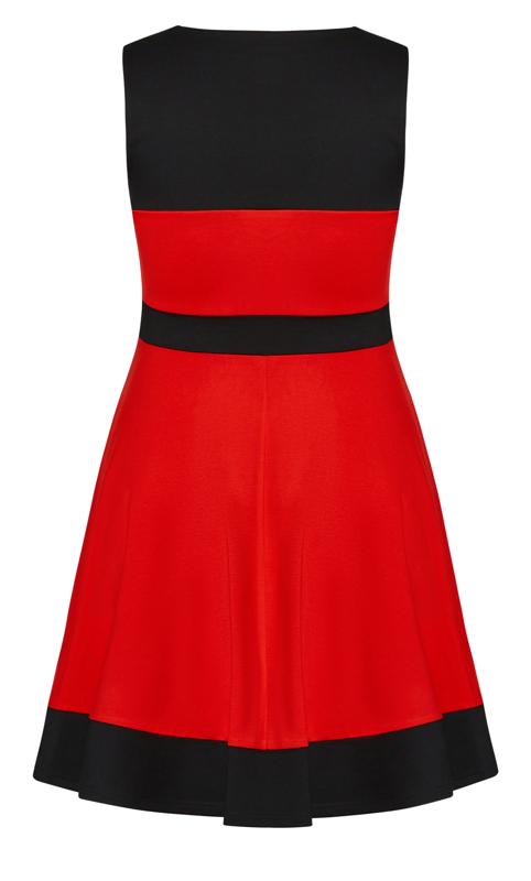 Evans Red & Black Skater Mini Dress 7