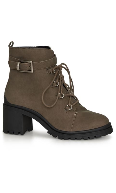 Khaki Green Extra Wide Lace Up Boot 1