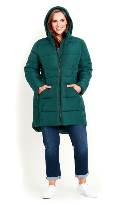 Contrast Zip Green Coat 8