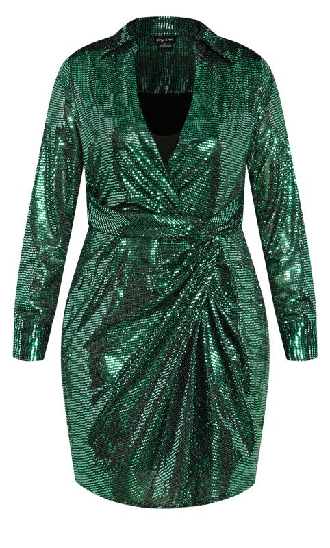 Evans Green Sequin Glow Dress 2