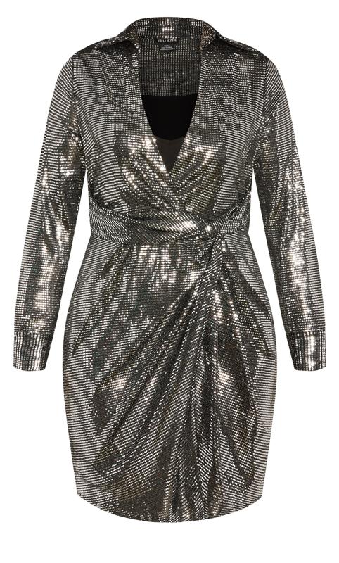 Evans Silver Sequin Wrap Dress 5