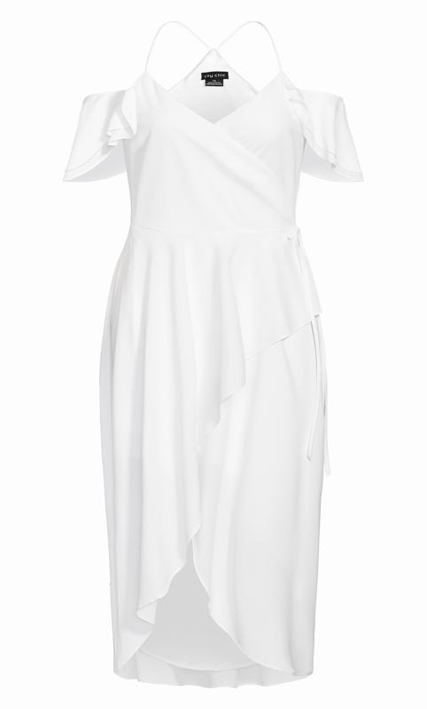 Elegant Ivory White Flutter Sleeve Faux Wrap Maxi Dress 4