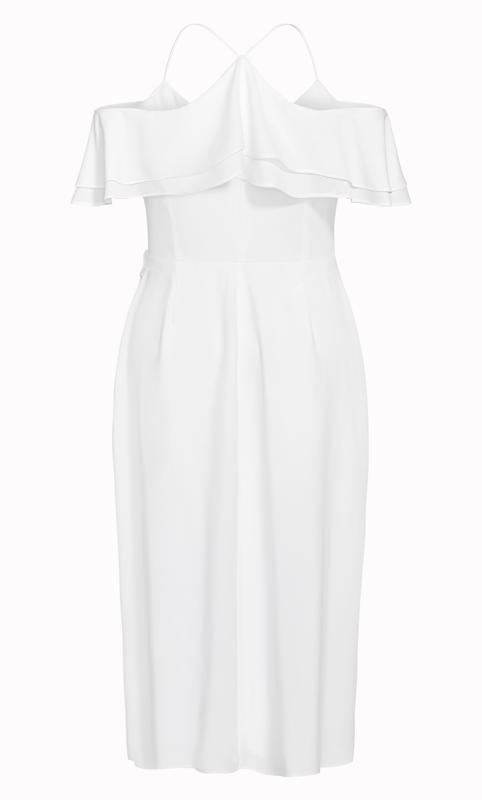 Elegant Ivory White Flutter Sleeve Faux Wrap Maxi Dress 5