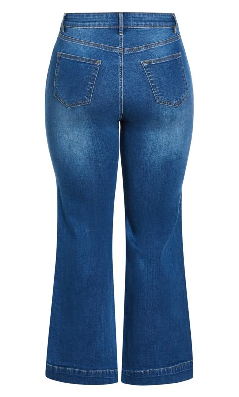 Evans Blue Mid Wash Denim Curve Fit Wide Leg Jeans 5