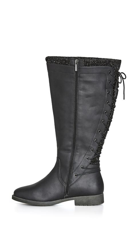 CloudWalkers Black WIDE FIT Lace Back Tall Boot 4