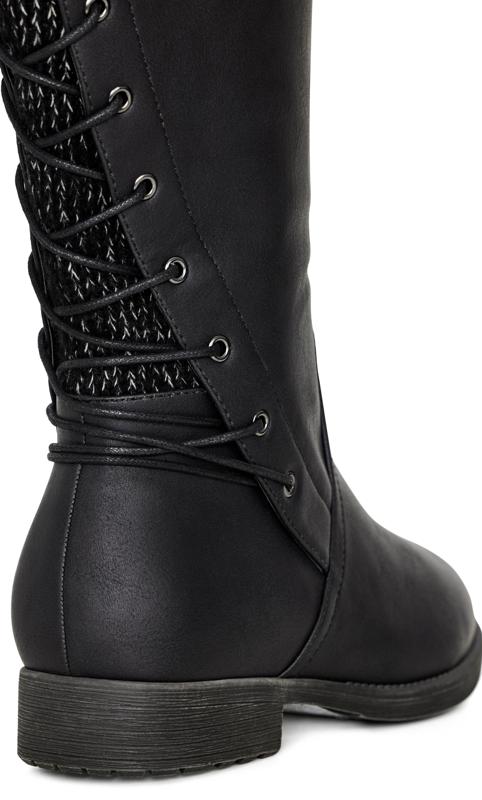 CloudWalkers Black WIDE FIT Lace Back Tall Boot 7