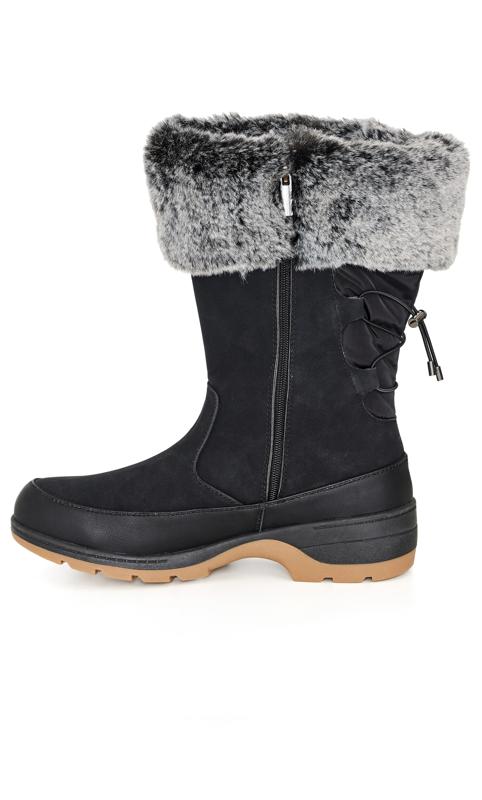 Evans WIDE FIT Black Faux Fur Lined Snow Boots 4