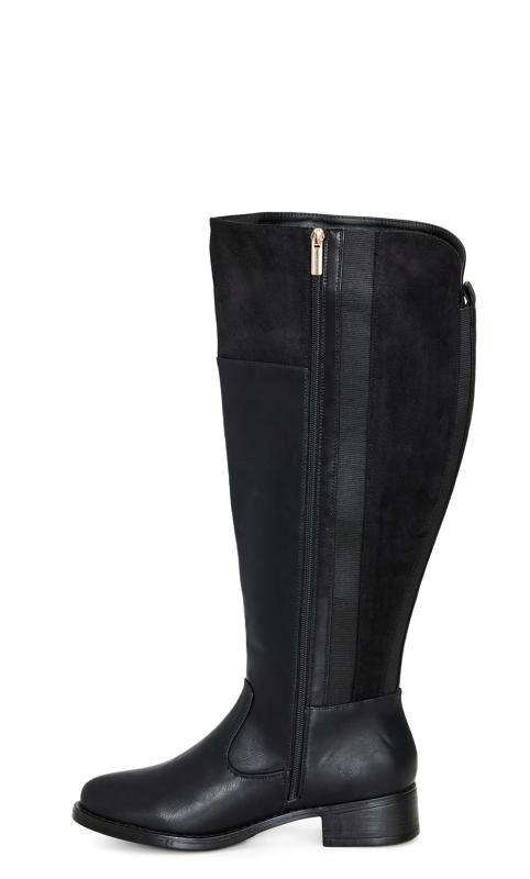 Evans WIDE FIT Black Faux Leather Studded Knee High Boots 4