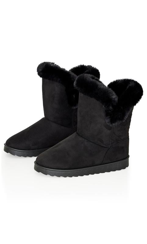 Roxy Black Wide Fit Faux Fur Bootie 6