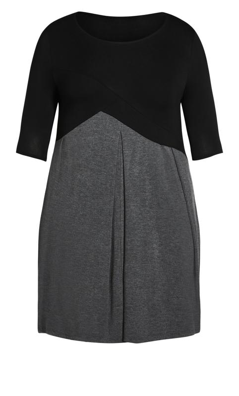 Evans Black Knit Contrast Plain Dress 2