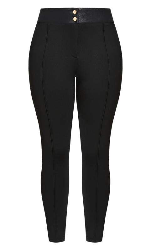 Evans Black Faux Leather Waist Tapered Trousers 9